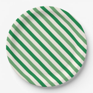 Lovely greenery stripes Simple birthday party Paper Plate