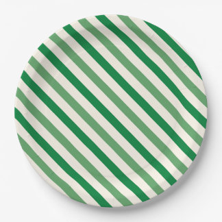 Lovely greenery stripes Simple birthday party Paper Plate