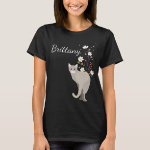 Lovely Grey Cat in Flowers Women's T Shirts