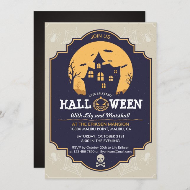 Lovely Halloween Costume Party Invitation (Front/Back)