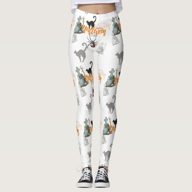 Lovely Halloween Seamless Pattern Leggings (Front)