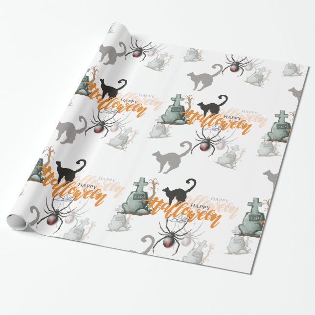 Lovely Halloween Seamless Pattern Wrapping Paper (Unrolled)