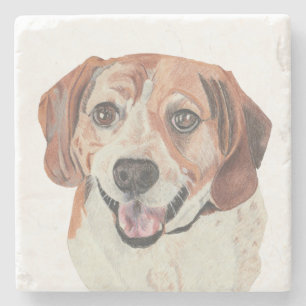Lovely Hand Drawn Beagle Marble Coaster