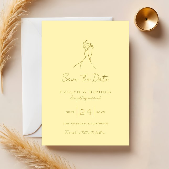 Lovely Hand Drawn Butter Yellow Wedding Save The Date (Creator Uploaded)
