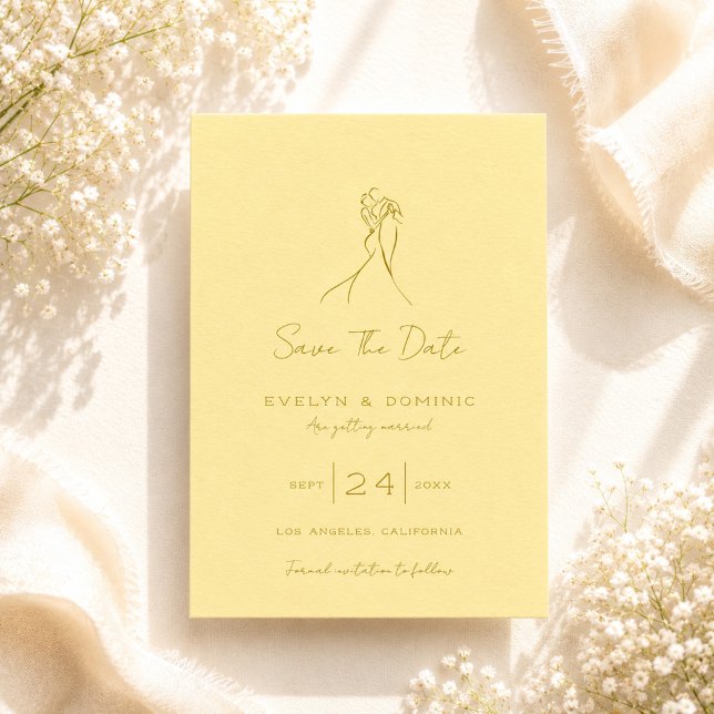Lovely Hand Drawn Butter Yellow Wedding Save The Date (Creator Uploaded)
