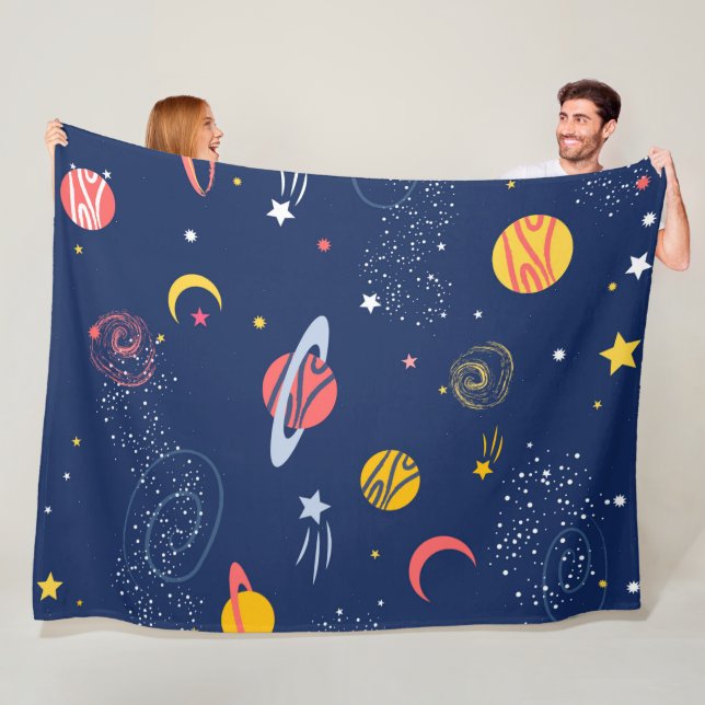 Lovely Hand Drawn Galaxy Background Pattern Fleece Blanket (In Situ)