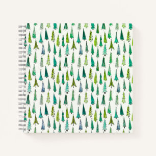 Lovely Hand-Painted Christmas Trees Pattern Notebook
