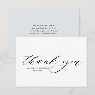 lovely handwritten script wedding thank you card