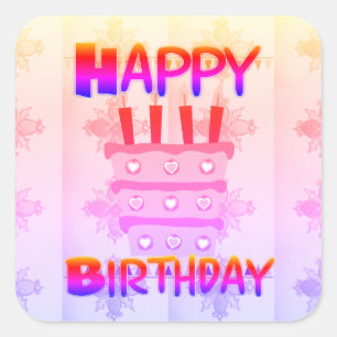 Lovely Happy Birthday Best Wishes Colours Square Sticker