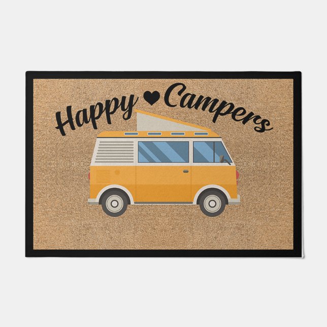 Lovely Happy Camper Doormat, Camping Decor Gift Doormat (Front)