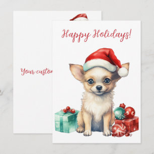 Lovely Happy Holidays Chihuahua Watercolor Cards