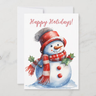 Lovely Happy Holidays Snowman Watercolor Cards
