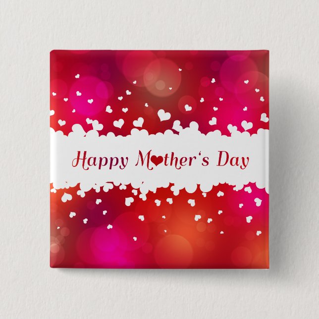 Lovely Happy Mother's Day Hearts 15 Cm Square Badge (Front)