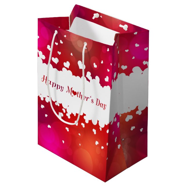 Lovely Happy Mother's Day Hearts Medium Gift Bag (Front Angled)