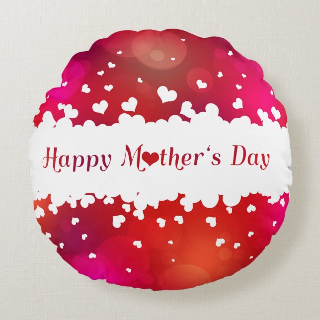 Lovely Happy Mother's Day Hearts Round Cushion (Front)