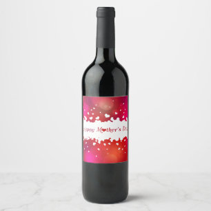 Lovely Happy Mother's Day Hearts Wine Label