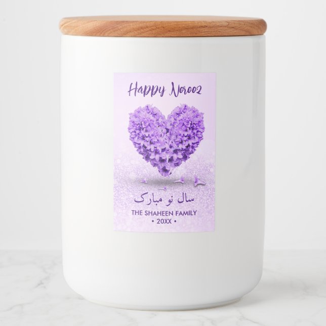 Lovely Happy Norooz Heart Bouquet Purple Hyacinth Food Label (Front)