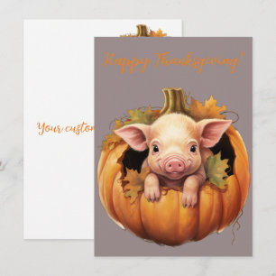 Lovely Happy Thanksgiving Pig Watercolor Cards