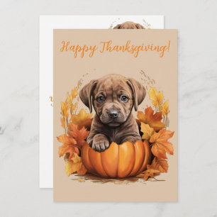 Lovely Happy Thanksgiving Puppy Watercolor Cards