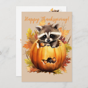 Lovely Happy Thanksgiving Racoon Watercolor Cards