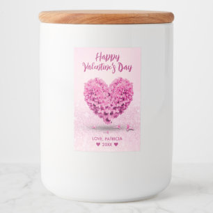 Lovely Happy Valentine's Day Heart Pink Hyacinth Food Label