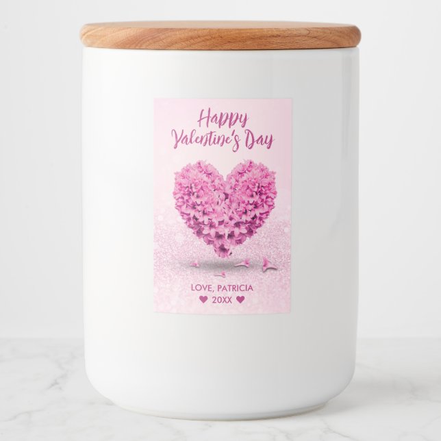 Lovely Happy Valentine's Day Heart Pink Hyacinth Food Label (Front)