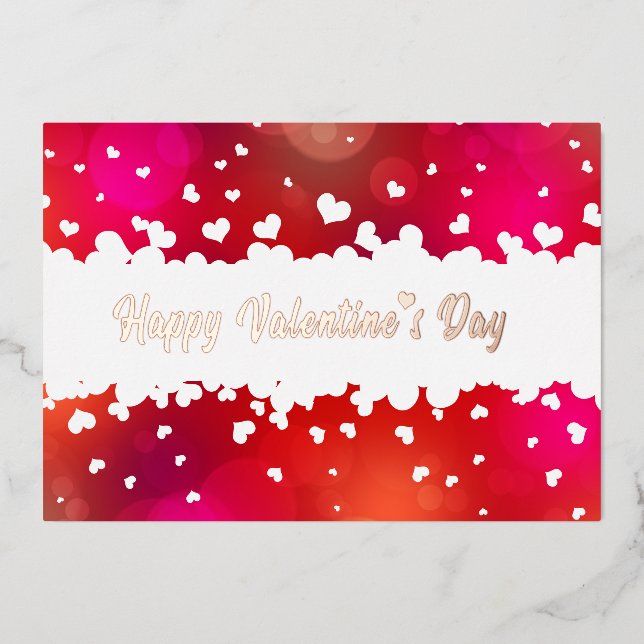 Lovely Happy Valentine's Day Hearts Foil Holiday Card (Front)