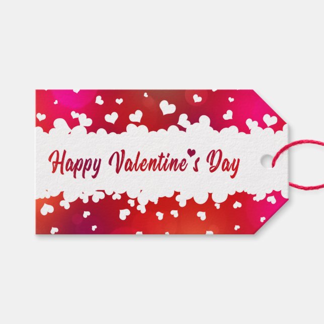 Lovely Happy Valentine's Day Hearts - Gift Tag (Front (Horizontal))