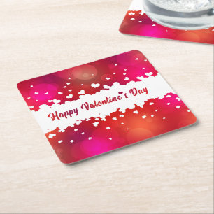 Lovely Happy Valentine's Day Hearts Paper Coaster