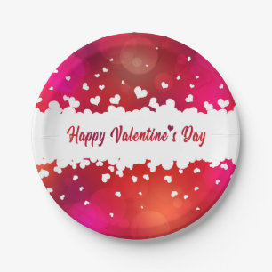 Lovely Happy Valentine's Day Hearts - Paper Plate
