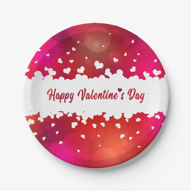 Lovely Happy Valentine's Day Hearts - Paper Plate (Front)