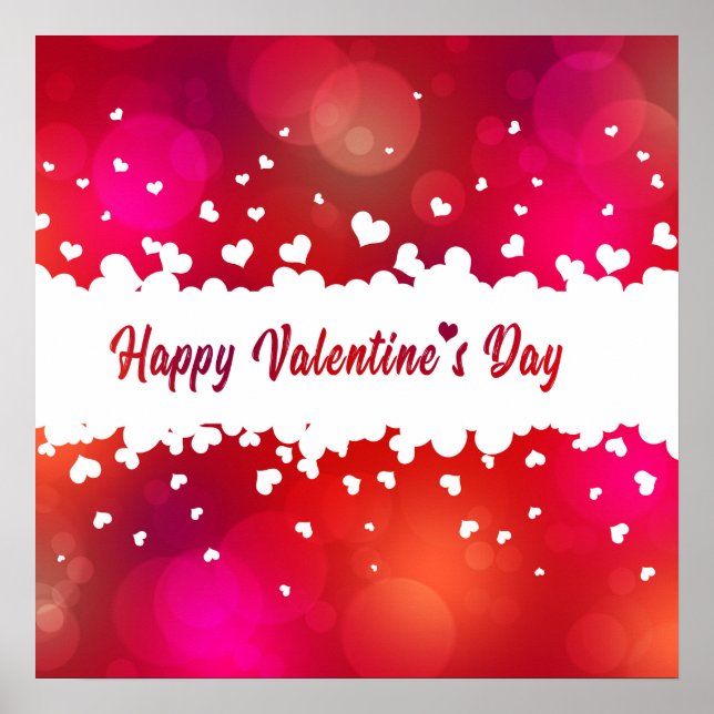 Lovely Happy Valentine's Day Hearts - Poster Print (Front)