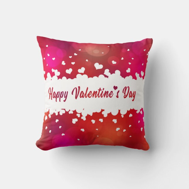 Lovely Happy Valentine's Day Hearts Square Pillow (Front)