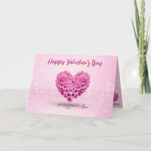 Lovely Happy Valentine's Day Pink Hyacinth Heart Card
