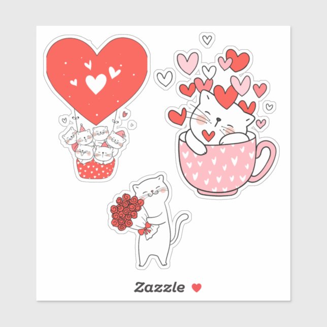Lovely Happy Valentine's day Vinyl Sticker (Sheet)