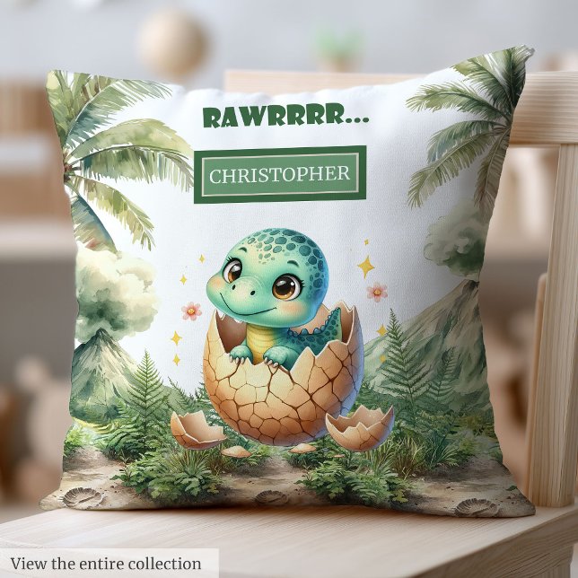 Lovely Hatching Soon Baby Dinosaur Personalised  Cushion (Lovely Hatching Soon Baby Dinosaur Personalized Throw Pillow)