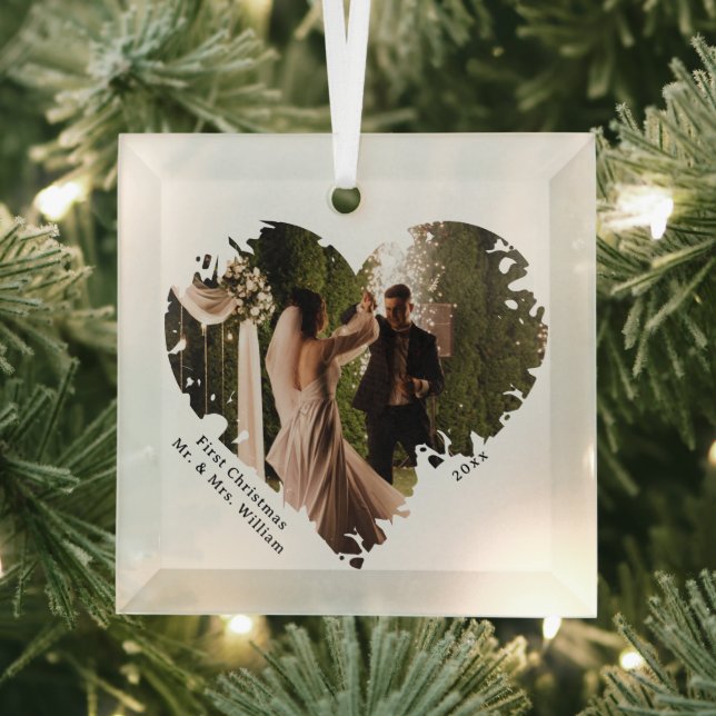Lovely Heart Custom Caption Photo Ornament (Insitu)