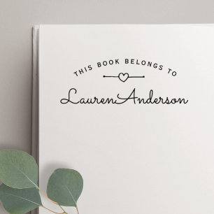 Lovely Heart Handmade Book Belongs to Bookplate Self-inking Stamp