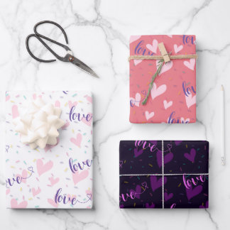 Lovely Heart & Heartfelt Love Wrapping Paper Sheet