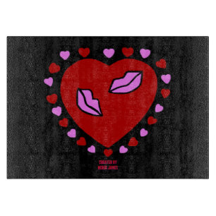 Lovely Heart Kisses Cutting Board 