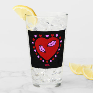 Lovely Heart Kisses Glass Tumbler