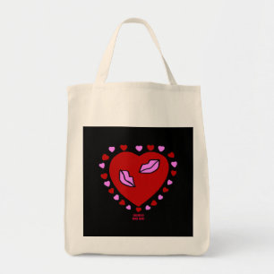 Lovely Heart Kisses Grocery Tote Bag