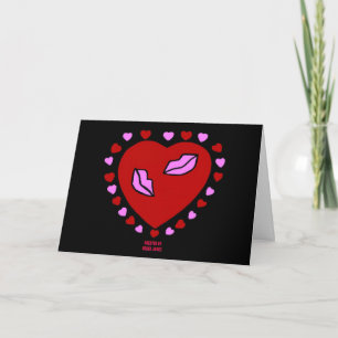 Lovely Heart Kisses Horizontal Greeting Card