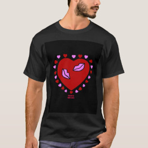 Lovely Heart Kisses Men's Basic Black T Shirt