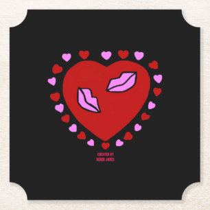 Lovely Heart Kisses Ticket Paper Coaster