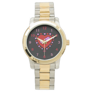 Lovely Heart Kisses Unisex Two-Tone Watch