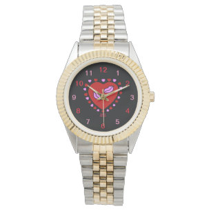 Lovely Heart Kisses Unisex Two-Tone Watch