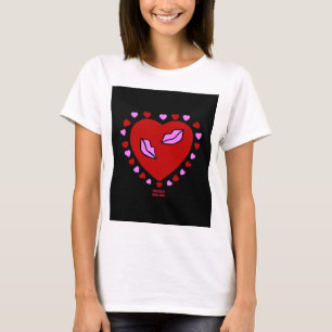 Lovely Heart Kisses Women's Basic White T Shirt