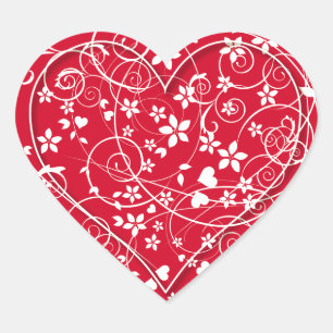 Lovely heart on red heart sticker