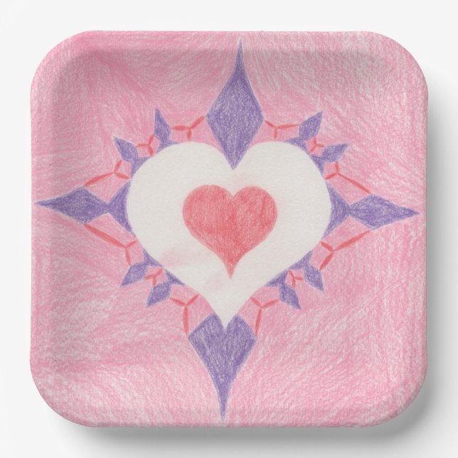 Lovely Heart Paper Plate (Front)